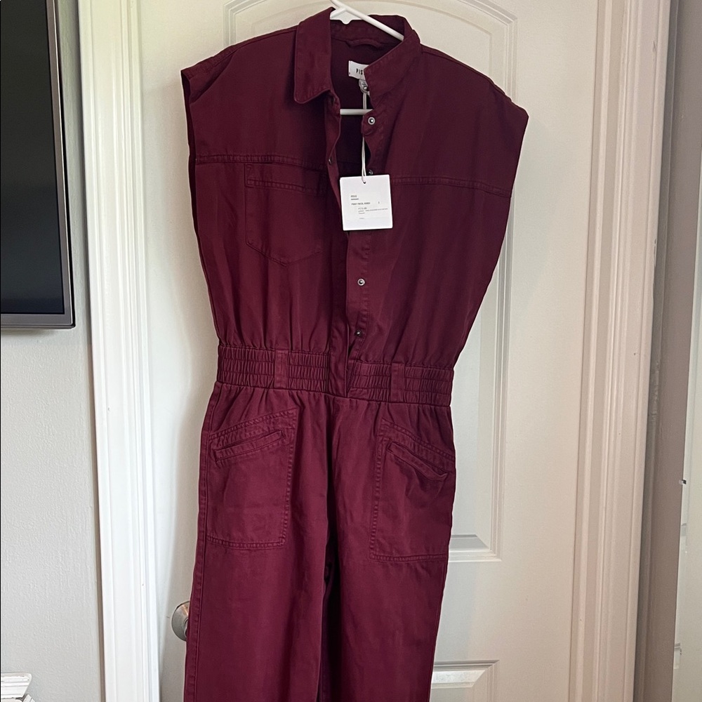 pistola Sleeveless Utility Jumpsuit in Burgundy